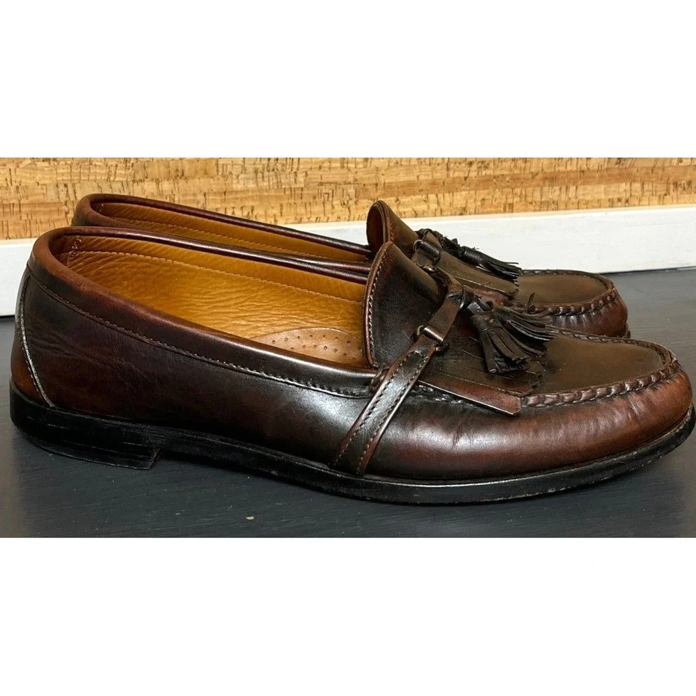 Vintage FootJoy Tassel‎ Kiltie Loafers Mens 12D Brown Leather Made USA Golf